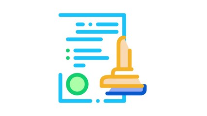 Approve Stamp Icon Animation. color Approve Stamp animated icon on white background