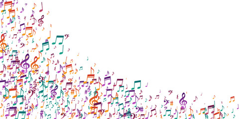 Musical notes cartoon vector background. Audio