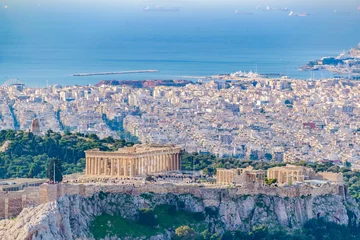 Gardinen Cityscape Aerial View, Athens, Greece © danflcreativo