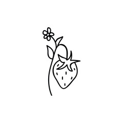 Hand drawn strawberry. Doodle vector illustration. Isolated on a white background. Goblincore style