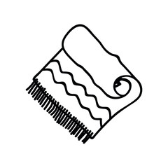 Single hand drawn scarf. Doodle vector illustration. Isolated on a white background.