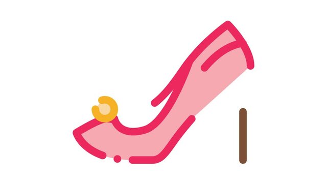 Female Shoe Icon Animation. color Female Shoe animated icon on white background