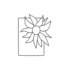 Single hand drawn chamomile. Doodle vector illustration. Isolated on a white background.