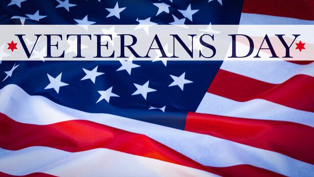 Veterans Day background poster banner greeting card background banner template - Waving American flag and lettering
