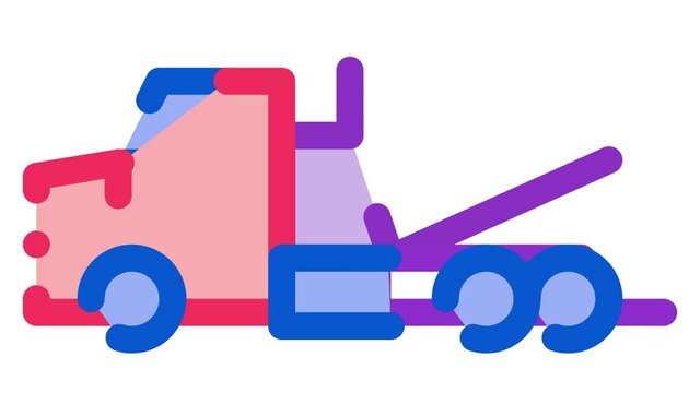 Tow Trick Service Icon Animation. color Tow Trick Service animated icon on white background
