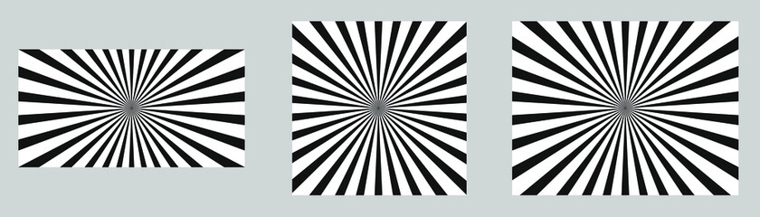 Black and white Sunburst Pattern. Vintage Sun burst Black and White, Vector set Template.