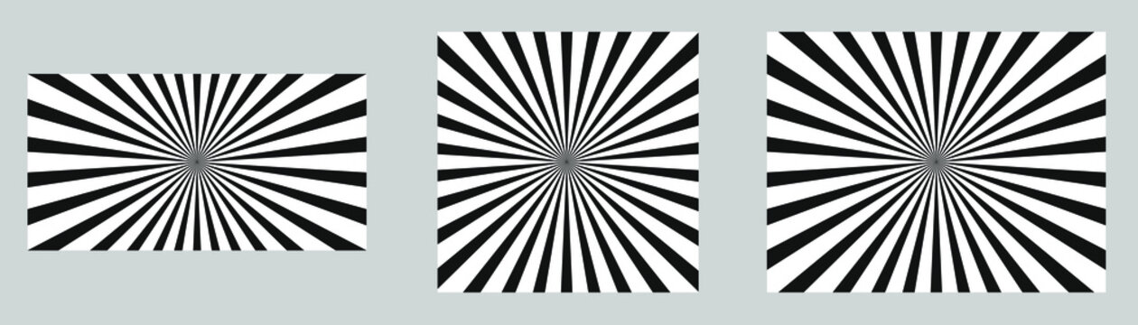 Black and white Sunburst Pattern. Vintage Sun burst Black and White, Vector set Template.