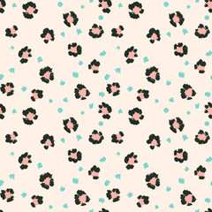 Leopard seamless pattern with brush stroke texture. Fashion stylish natural background. Vector animal skin print.