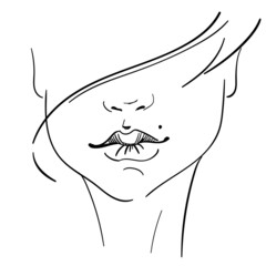 Face woman, elegant style for prints, tattoos, posters, textile, cards etc. Beautiful women face