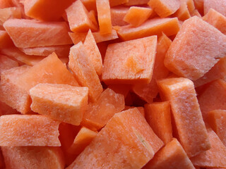 Finely chopped red carrots, close