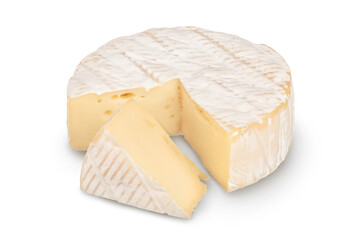 Camembert cheese isolated on white background with clipping path and full depth of field