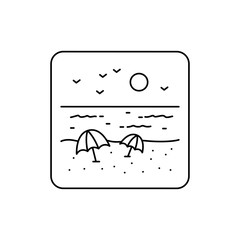 Beach line color icon. Isolated vector element. Outline pictogram