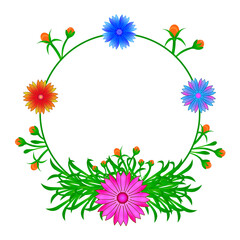Cosmos flower frame vector illustration