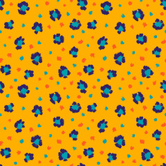 Leopard seamless pattern with brush stroke texture. Fashion stylish natural background. Vector animal skin print.