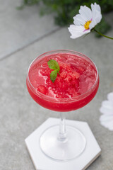 Watermelon and mint cocktail in the garden