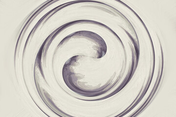 abstract black inked to beige paper in vortex swirl