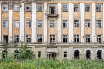 facade of an old abandoned building