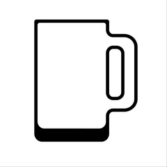 Glass of beer isolated on white background, flat style. Silhuette of mug for beer. Vector illustration