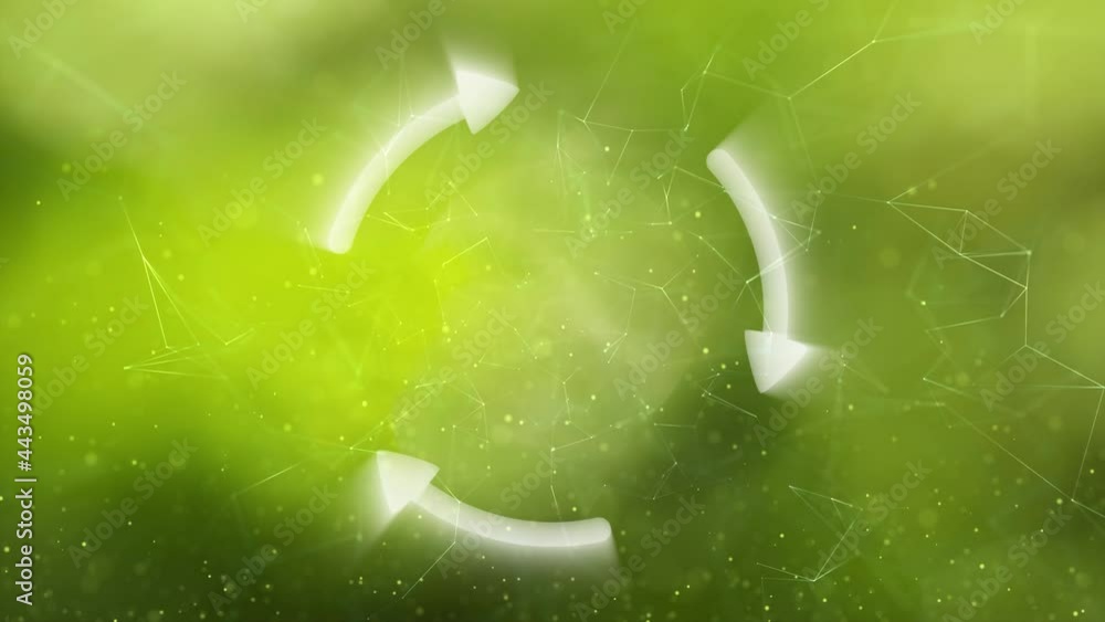 Aufkleber magic nature bokeh with artistic recycle arrows icon rotation. conceptual green clean environment co