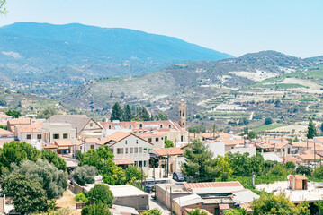 Obraz premium View on mountain village Omodos, Cyprus on sunny day