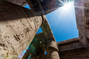 antique columns in a karnak temple in luxor