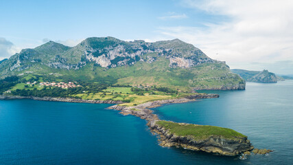 Fototapeta premium aerial view of sonabia coastline in cantabria, Spain