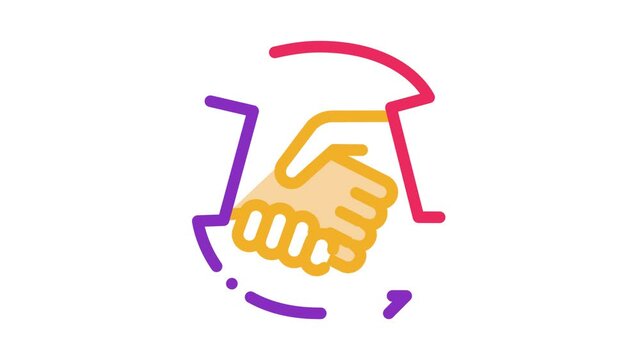 Handshake Icon Animation. color Handshake animated icon on white background