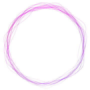 Abstract circles lines round pink frame, on white background empty space for text
