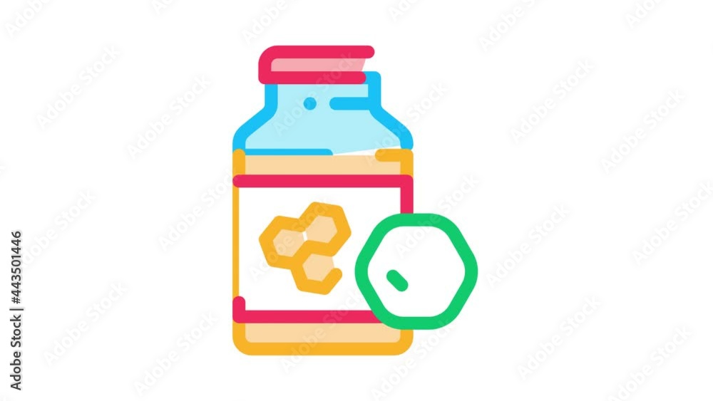 Poster Honey Bottle Icon Animation. color Honey Bottle animated icon on white background