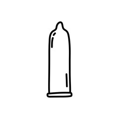 condom doodle icon, vector color line illustration