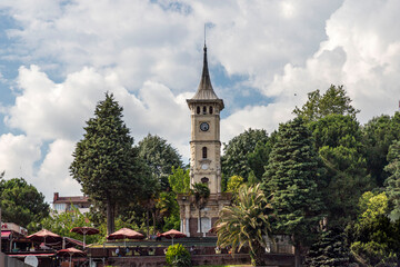 Fototapeta na wymiar Historical Kocaeli, izmit clock tower, It was built in 1902 on the 25th anniversary of Sultan Abdulhamid II's accession to the throne.