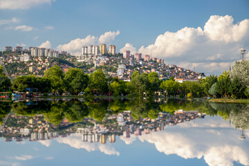 Fair lake and city view in Kocaeli (Izmit) center