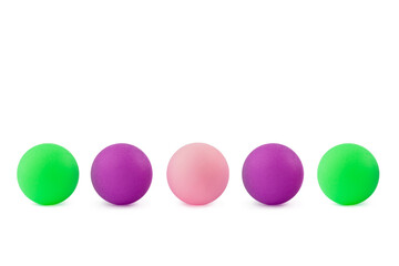 multi-colored ping-pong balls, table tennis, isolate on a white background for clipping