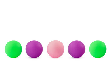multi-colored ping-pong balls, table tennis, isolate on a white background for clipping