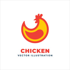 Chicken vector illustration. Chicken stylized drawing logo. Chicken abstract logotype. Part of set.