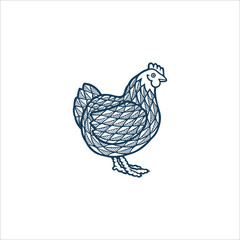 Fototapeta na wymiar Chicken hand drawn abstract vector illustration. Chicken stylized drawing. Part of set.
