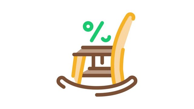 Rocking Chair Icon Animation. color Rocking Chair animated icon on white background