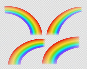 Rainbow icon  on transparent background. Realistic colourful spectrum arch. Fantasy weather object. V