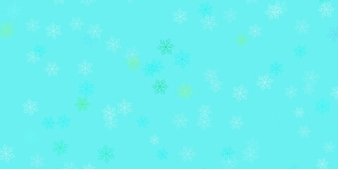 Naklejka na ściany i meble Light blue, green vector doodle texture with flowers.