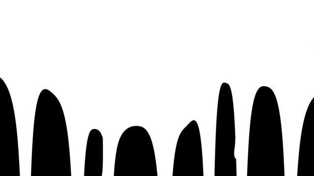 Paint drips, black and white transition mask. Liquid flowing down the surface in streams, melting drops forming streaks. CG animation, alpha matte.
