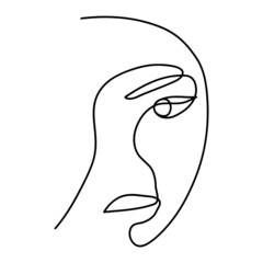 Line portrait of a beautiful woman. Vector. Minimalism, graphic design, shirt, tattoo,abstract