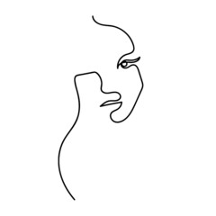 Line portrait of a beautiful woman. Vector. Minimalism, graphic design, shirt, tattoo, abstract