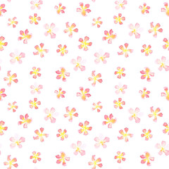 Watercolor seamless pattern with little pink flowers