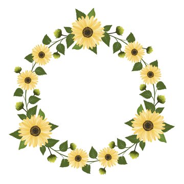 Circle Frame With Sunflower Border, Sunflower Wreath