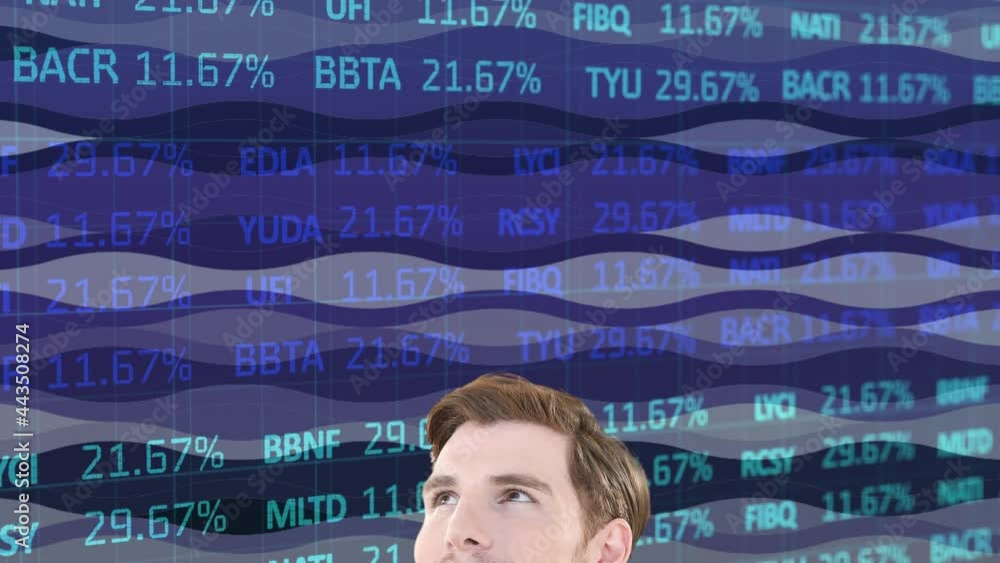 Poster Animation of data processing over businessman