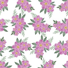 seamless pattern of watercolor pink flower bouquet for textile design