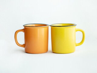 Ceramic mug Yellow and orange on a white background,Placement
