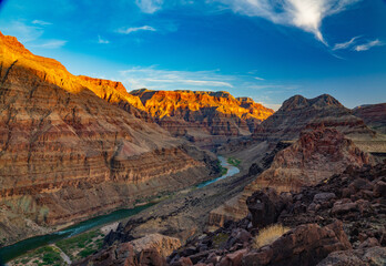 Clouds Over the Grand Canyon and Colorasdo River as the Sun Sets
