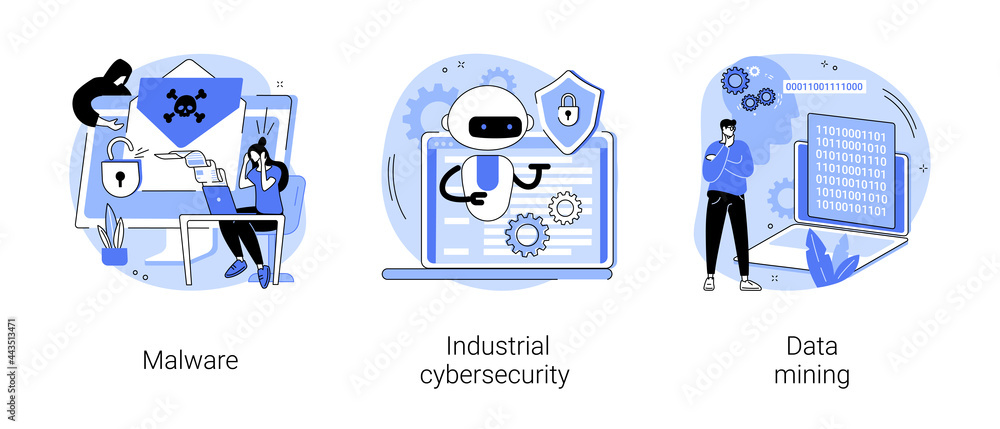 Poster spyware development abstract concept vector illustrations.
