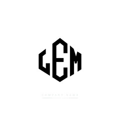 LEM letter logo design with polygon shape. LEM polygon logo monogram. LEM cube logo design. LEM hexagon vector logo template white and black colors. LEM monogram, LEM business and real estate logo. 